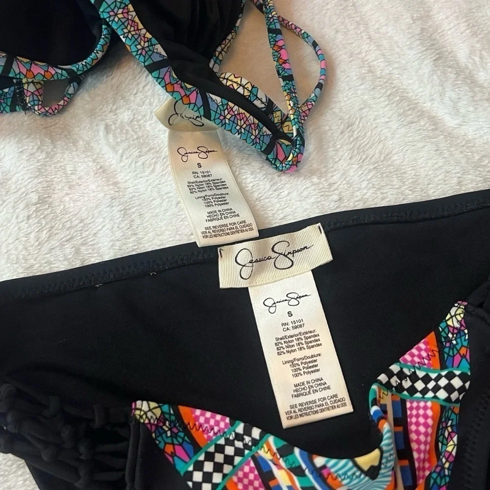 NEW Jessica Simpson Venice Beach High Neck Hipster Bikini Black Blue Green Pink